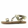 Kickfootwear Flat Leather Gladiator Sandals - Gold