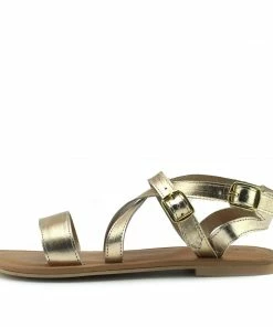 Kickfootwear Flat Leather Gladiator Sandals - Gold