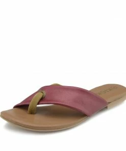 Kickfootwear June Leather Strap Comfort Sole Sandals - Coral Red