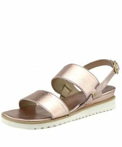 Kickfootwear Metallic Wedge Wide Strap Sandals - Rose Gold WOMENS