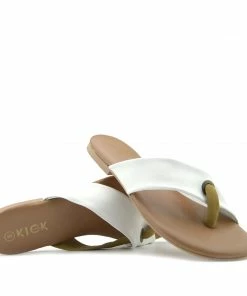 Kickfootwear June Leather Strap Comfort Sole Sandals - White