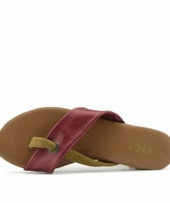 Kickfootwear June Leather Strap Comfort Sole Sandals - Coral Red 6 Kickfootwear June Leather Strap Comfort Sole Sandals - Coral Red