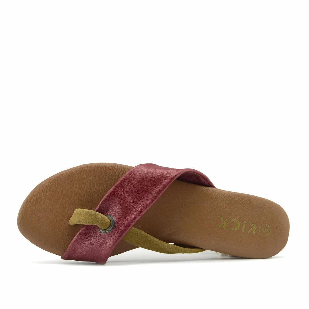 Kickfootwear June Leather Strap Comfort Sole Sandals - Coral Red 3 Kickfootwear June Leather Strap Comfort Sole Sandals - Coral Red