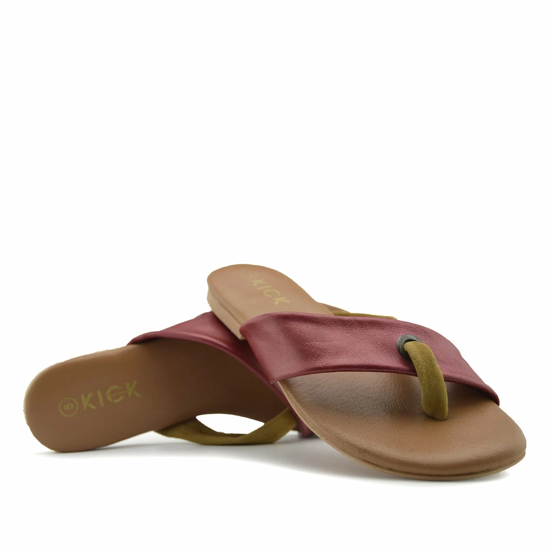 Kickfootwear June Leather Strap Comfort Sole Sandals - Coral Red 4 Kickfootwear June Leather Strap Comfort Sole Sandals - Coral Red