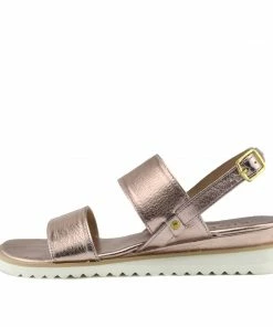 Kickfootwear Metallic Wedge Wide Strap Sandals - Rose Gold WOMENS