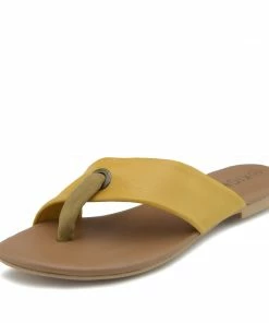 Kickfootwear June Leather Strap Comfort Sole Sandals - Yellow WOMENS