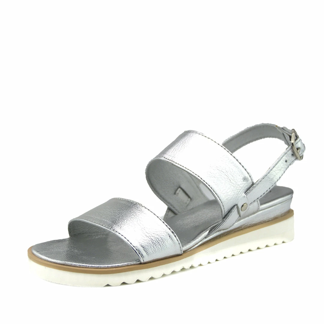 Kickfootwear Metallic Wedge Wide Strap Sandals - Silver 2 Kickfootwear Metallic Wedge Wide Strap Sandals - Silver