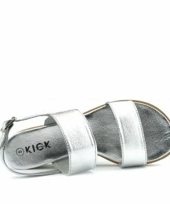 Kickfootwear Metallic Wedge Wide Strap Sandals - Silver 6 Kickfootwear Metallic Wedge Wide Strap Sandals - Silver