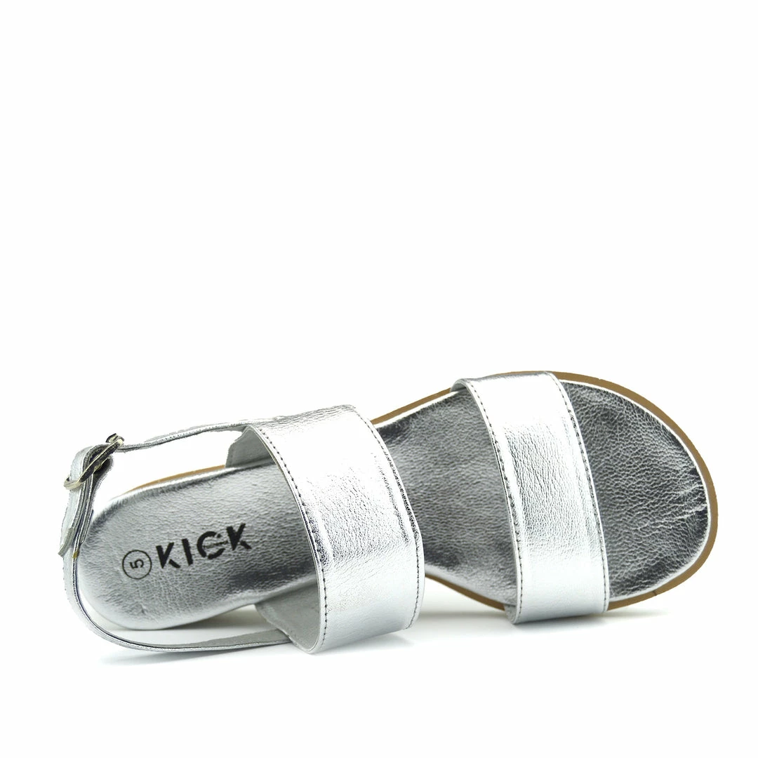 Kickfootwear Metallic Wedge Wide Strap Sandals - Silver 3 Kickfootwear Metallic Wedge Wide Strap Sandals - Silver
