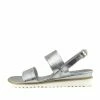 Kickfootwear Metallic Wedge Wide Strap Sandals - Silver