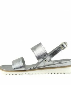 Kickfootwear Metallic Wedge Wide Strap Sandals - Silver