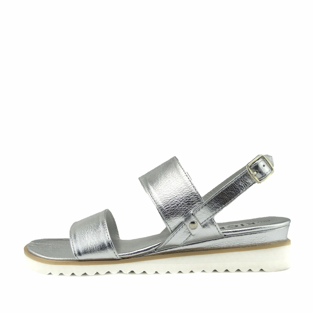 Kickfootwear Metallic Wedge Wide Strap Sandals - Silver 1 Kickfootwear Metallic Wedge Wide Strap Sandals - Silver