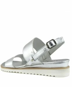 Kickfootwear Metallic Wedge Wide Strap Sandals - Silver 7 Kickfootwear Metallic Wedge Wide Strap Sandals - Silver