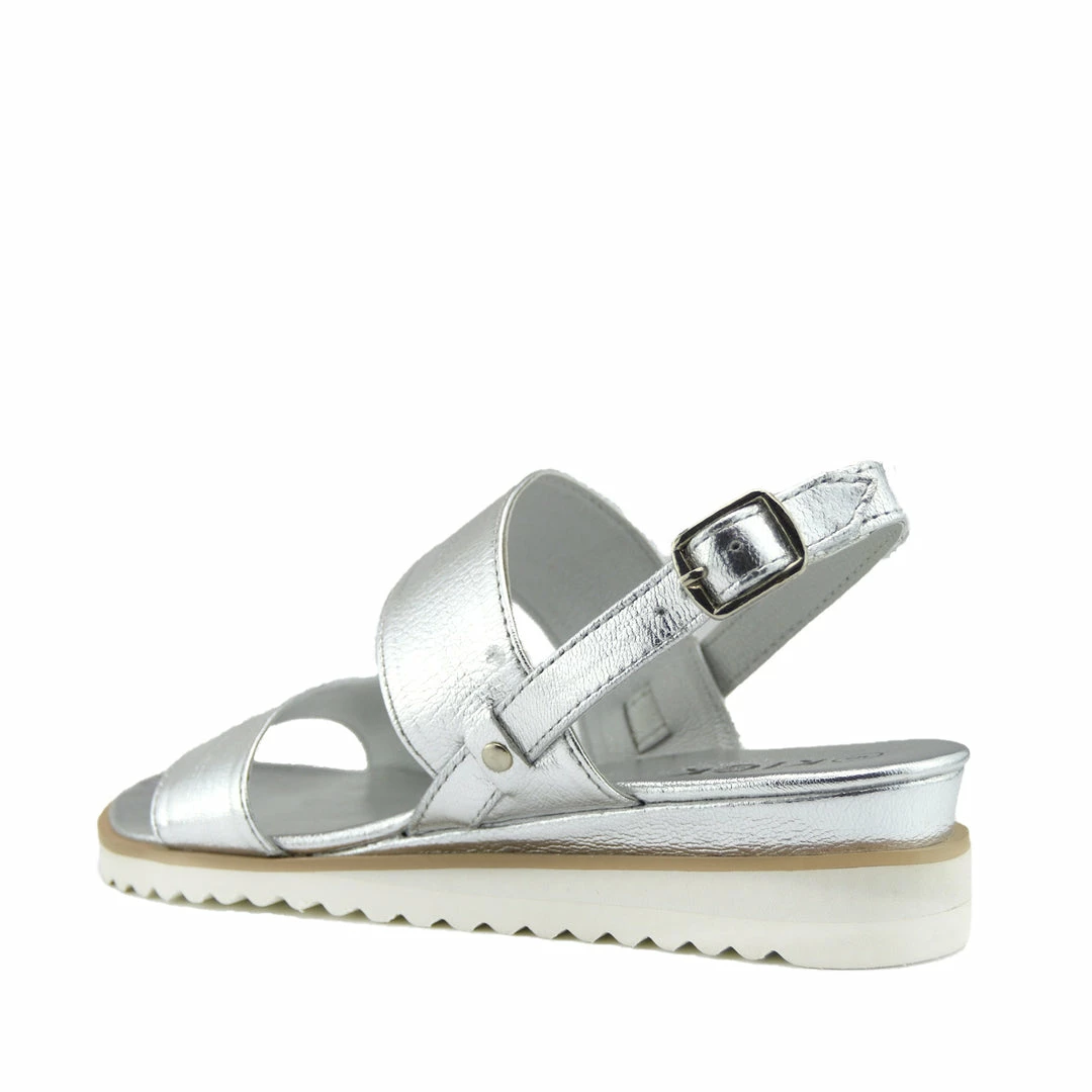 Kickfootwear Metallic Wedge Wide Strap Sandals - Silver 4 Kickfootwear Metallic Wedge Wide Strap Sandals - Silver