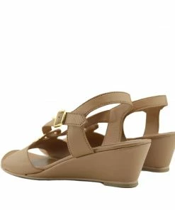Kickfootwear Leather Smart Holiday Wedge Ring Sandals - Tan