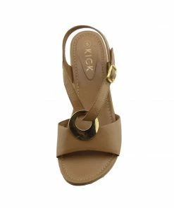Kickfootwear Leather Smart Holiday Wedge Ring Sandals - Tan