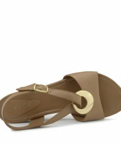 Kickfootwear Leather Smart Holiday Wedge Ring Sandals - Tan