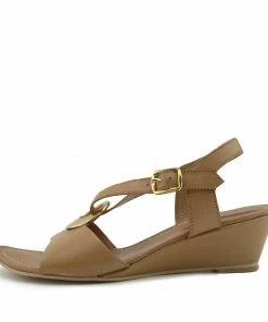 Kickfootwear Leather Smart Holiday Wedge Ring Sandals - Tan