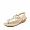 Kickfootwear Wedge Floral Beaded T Bar Sandals - Gold WOMENS