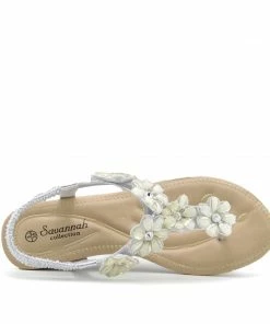 Kickfootwear Wedge Floral Beaded T Bar Sandals - Silver