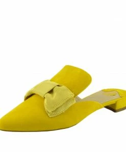 Kickfootwear Velvet Point Slipper Mules - Yellow WOMENS