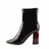 Kickfootwear WOMENS Coco Retro Tortoise Block Heel Sock Boot - Black Patent