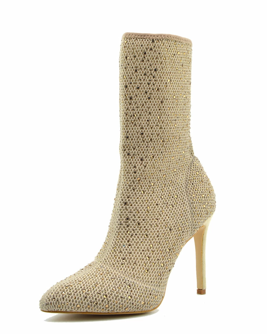 Kickfootwear WOMENS Flaunt Glitter Mesh Sock Party Stiletto Boots - Nude 3 Kickfootwear WOMENS Flaunt Glitter Mesh Sock Party Stiletto Boots - Nude