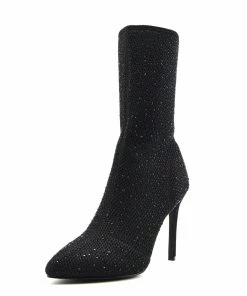 Kickfootwear Flaunt Glitter Mesh Sock Party Stiletto Boots - Black 7 Kickfootwear Flaunt Glitter Mesh Sock Party Stiletto Boots - Black