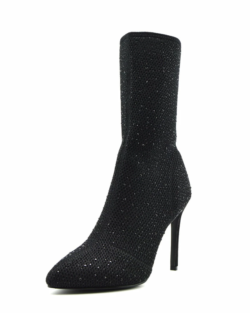 Kickfootwear Flaunt Glitter Mesh Sock Party Stiletto Boots - Black 4 Kickfootwear Flaunt Glitter Mesh Sock Party Stiletto Boots - Black