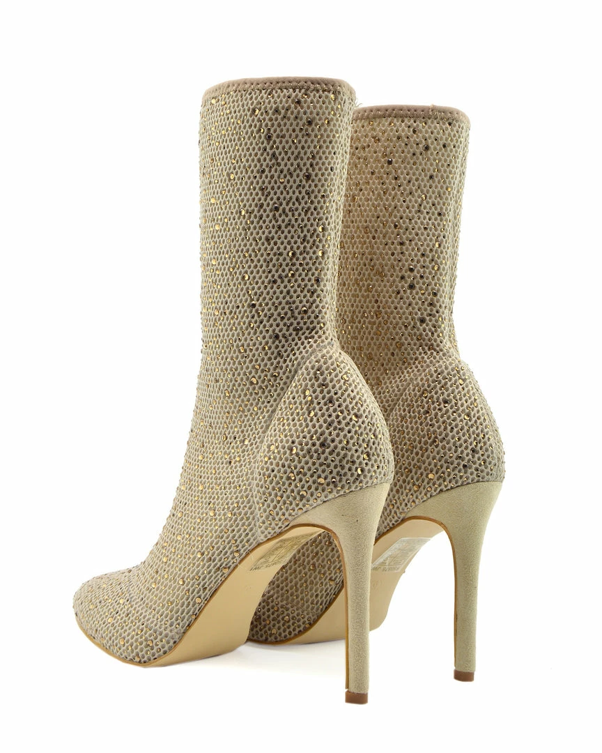 Kickfootwear WOMENS Flaunt Glitter Mesh Sock Party Stiletto Boots - Nude 4 Kickfootwear WOMENS Flaunt Glitter Mesh Sock Party Stiletto Boots - Nude