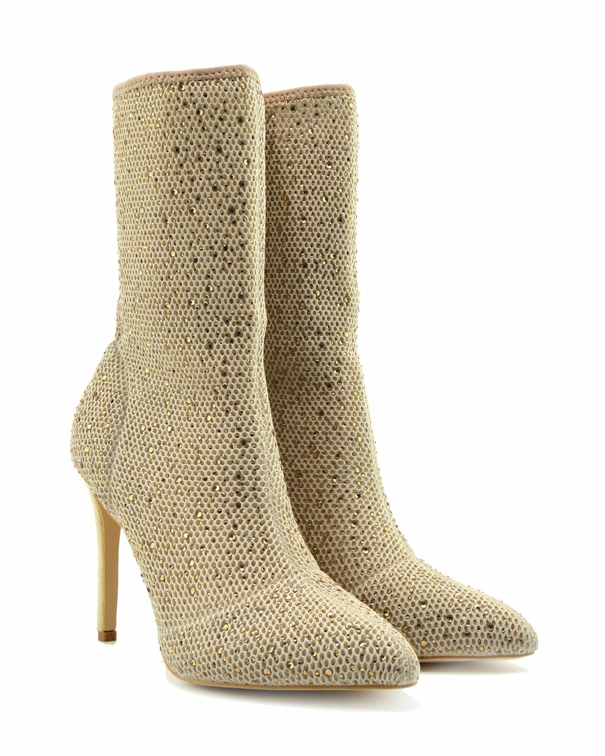 Kickfootwear WOMENS Flaunt Glitter Mesh Sock Party Stiletto Boots - Nude 2 Kickfootwear WOMENS Flaunt Glitter Mesh Sock Party Stiletto Boots - Nude