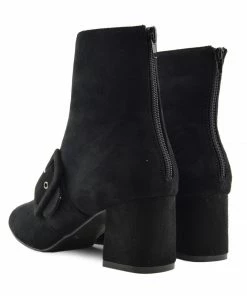 Kickfootwear Megan Retro Buckle Block Heel Casual Boot - Black