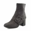 Kickfootwear Megan Retro Buckle Block Heel Casual Boot - Grey