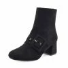 Kickfootwear Megan Retro Buckle Block Heel Casual Boot - Black