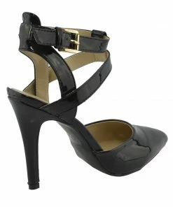 Kickfootwear High Ankle Strap Pointed Shoes - Black 6 Kickfootwear High Ankle Strap Pointed Shoes - Black