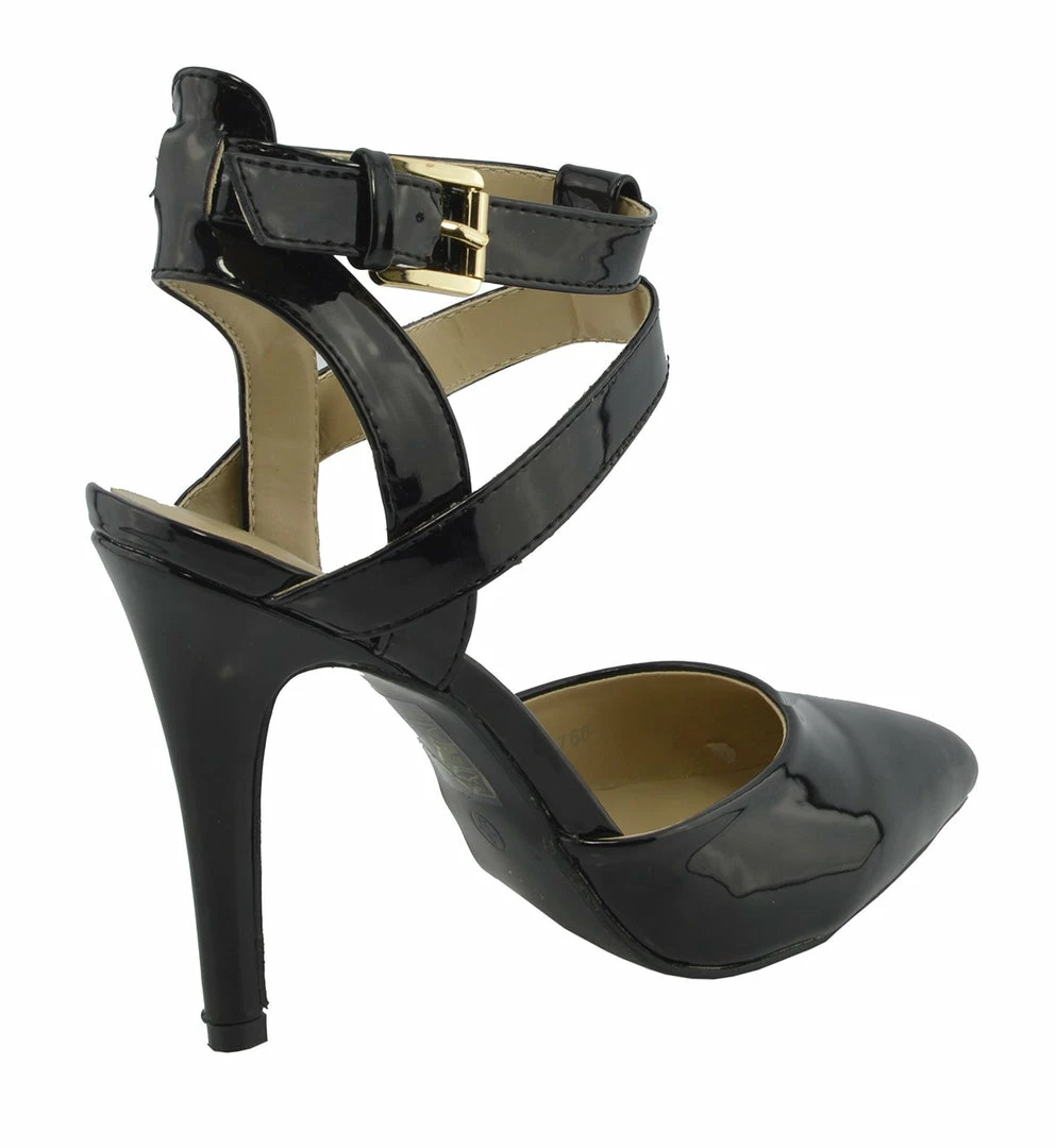 Kickfootwear High Ankle Strap Pointed Shoes - Black 3 Kickfootwear High Ankle Strap Pointed Shoes - Black