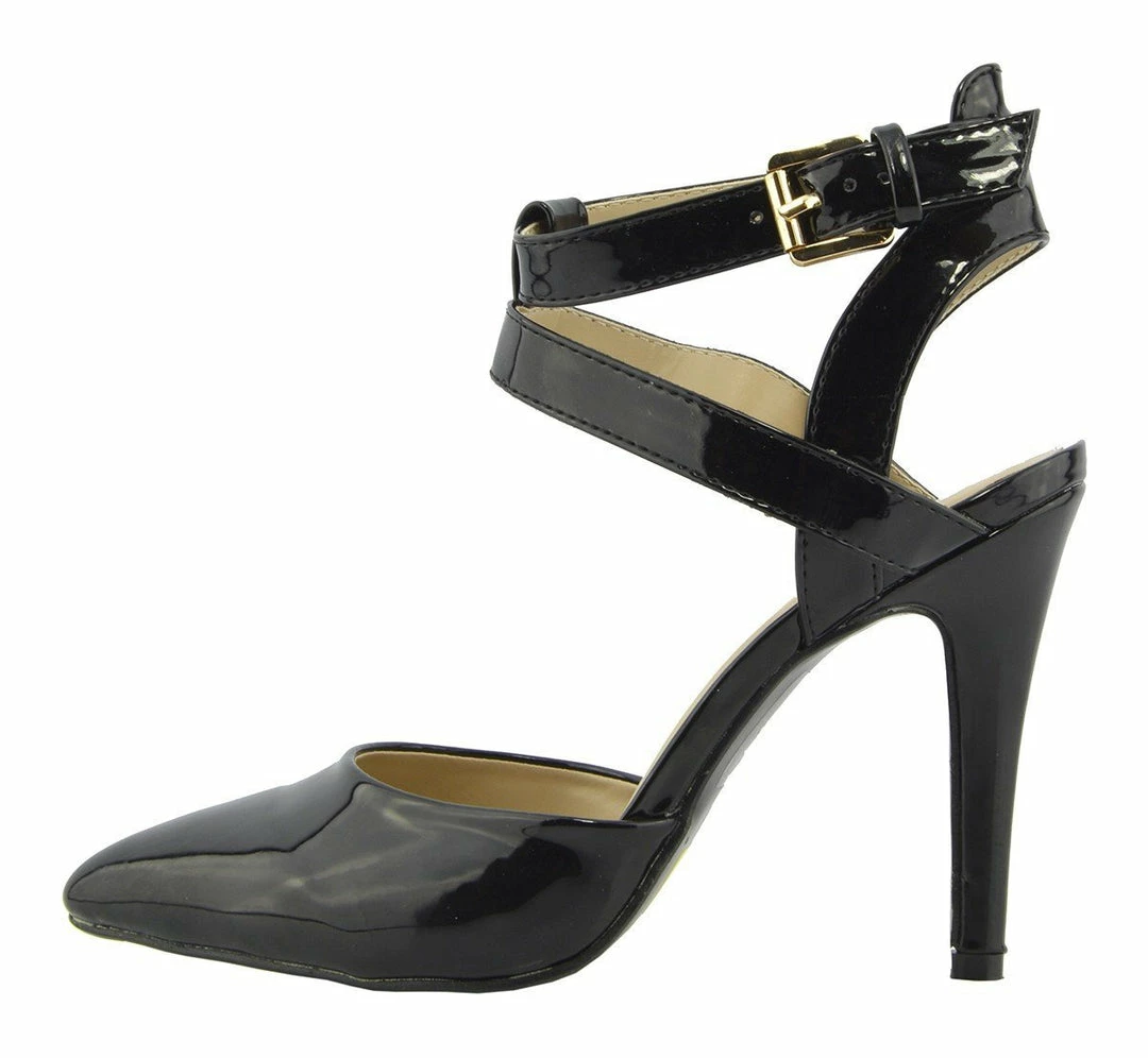 Kickfootwear High Ankle Strap Pointed Shoes - Black 1 Kickfootwear High Ankle Strap Pointed Shoes - Black