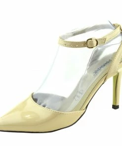 Kickfootwear Mid Heel Ankle Strap Smart Shoes - Nude WOMENS