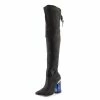 Kickfootwear WOMENS Sadie Over The Knee Blue Perspex Heel Boots - Grey