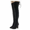 Kickfootwear Sadie Over The Knee Thigh High Block Metallic Heel Boots - Black WOMENS