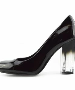 Kickfootwear WOMENS Clear Heel Patent Court Shoes - Black Patent