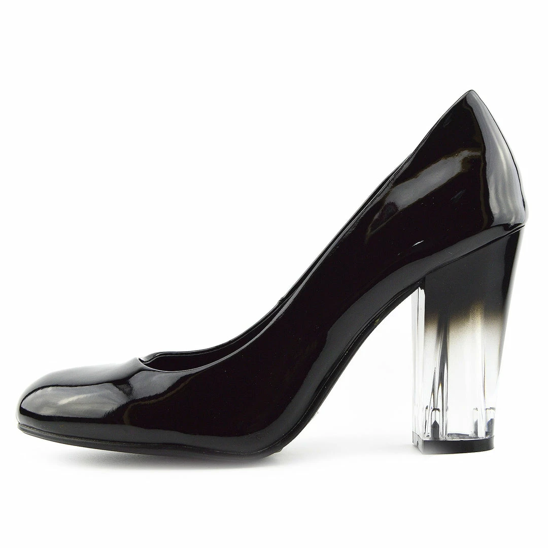 Kickfootwear WOMENS Clear Heel Patent Court Shoes - Black Patent 1 Kickfootwear WOMENS Clear Heel Patent Court Shoes - Black Patent
