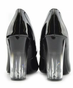 Kickfootwear WOMENS Clear Heel Patent Court Shoes - Black Patent 7 Kickfootwear WOMENS Clear Heel Patent Court Shoes - Black Patent