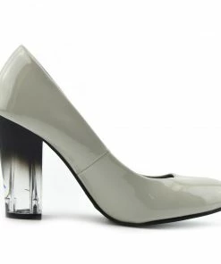 Kickfootwear Clear Heel Smart Court Shoes - Grey