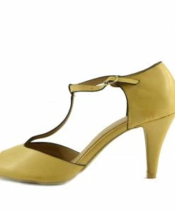 Kickfootwear WOMENS T Bar Dolly Peep Toe Shoes - Nude