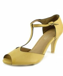 Kickfootwear WOMENS T Bar Dolly Peep Toe Shoes - Nude