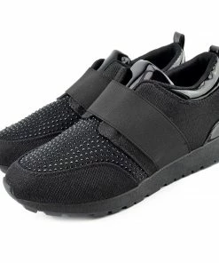 Kickfootwear WOMENS Parker Sparkle Glitter Trainers - Black Shine