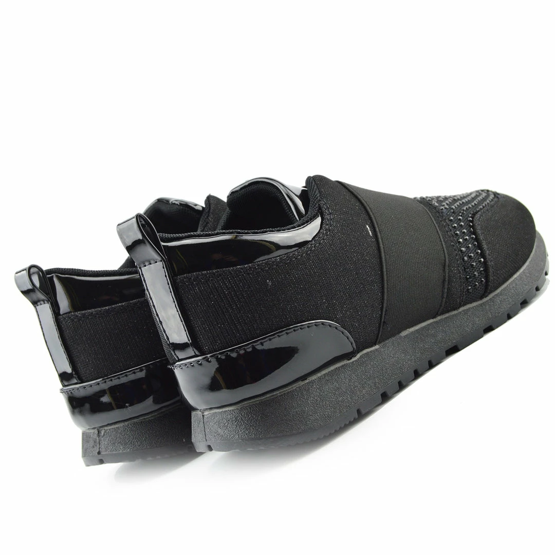 Kickfootwear WOMENS Parker Sparkle Glitter Trainers - Black Shine 3 Kickfootwear WOMENS Parker Sparkle Glitter Trainers - Black Shine