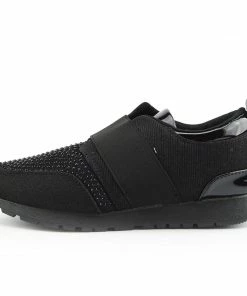 Kickfootwear WOMENS Parker Sparkle Glitter Trainers - Black Shine