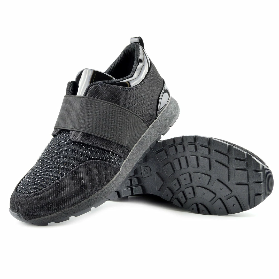 Kickfootwear WOMENS Parker Sparkle Glitter Trainers - Black Shine 4 Kickfootwear WOMENS Parker Sparkle Glitter Trainers - Black Shine